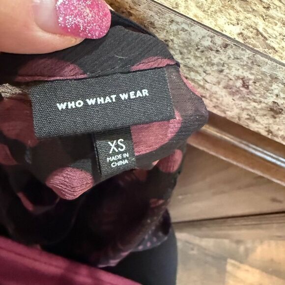 Who What Wear Black Brown Circle Sheer Blouse XS - Picture 8 of 9